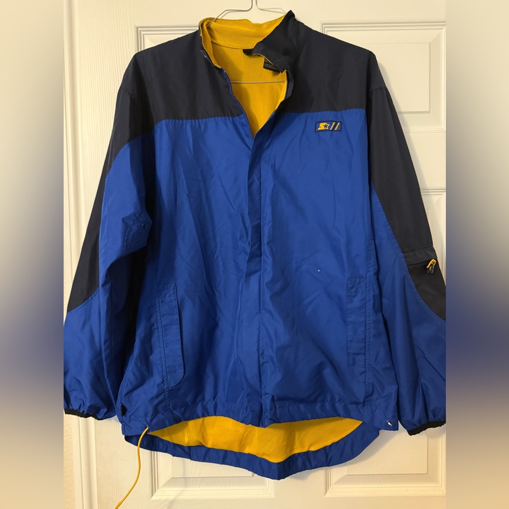 STARTER Vintage Windbreaker Men’s Size M Jacket Blue & Yellow